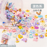 穗雪3d立体贴纸套装奶油胶diy手工贴片儿童女孩树脂配件小贴饰咕咔估卡全套手机壳可爱卡通材料 【大号】混色100个/送100个圆贴/送1个收纳桶