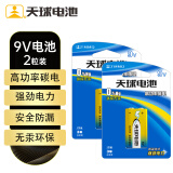 天球9V电池2粒碳性高功率电池适用万用表烟雾报警器麦克风遥控器话筒玩具贝斯电吉他九伏方形电池6F22