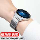 竞技者适于华为手表表带watch4/Pro/watch3/GT5/GT4/GT3/GT2磁吸金属不锈钢保时捷手表带男款编织GT5Pro 银色-磁吸链式22mm接口