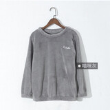 温影仙女暖暖裤女套装秋冬季加厚珊瑚绒毛绒保暖睡裤温影睡衣女家居服 猫咪灰【上衣】 均码 适合80-130斤