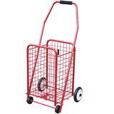 杰适（jieshi）爬楼买菜购物车便携可折叠老年手拉车手推车行李车拖车铁质菜篮车 新购四轮红色