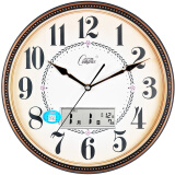 康巴丝（COMPAS）挂钟现代时尚日历时钟表创意挂表电子石英钟 C2978黑金