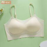 莫代尔超薄冰丝无痕内衣女夏季薄款小胸聚拢胸罩吊带美背运动背心式文胸 香槟色【轻薄透气 夏日必备】 M 【推荐80-100斤】