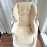 POUCHk05婴儿童宝宝餐椅坐垫座套安全带pu皮套配件 奶酪白pu皮坐垫