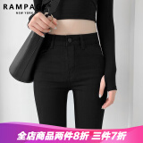 RAMPAGE高品质牛仔裤女2024秋冬季新款弹力高腰修身显瘦百搭小脚裤子女 黑色九分【优质面料】 26