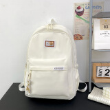 VUNIQSON品牌 开学季书包女初中生小学生大容量休闲双肩背包简约时尚新款 米白色 书包+小熊挂件
