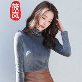 筱岚2022秋冬新款女式韩版上衣金丝绒保暖修身高领打底衫
