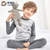 英博伦秋冬儿童保暖内衣秋衣套装纯棉中大童校服神器 85383麻灰 150