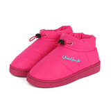 漂步棉鞋男冬季防水包跟家居鞋情侣羽绒布加厚底防滑保暖月子女棉拖鞋 玫瑰红色 38-39 建议37/38脚穿
