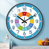 BBA挂钟儿童房早教学习卡通钟表家用卧室教室创意时钟 黑色30cm