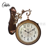 康巴丝（Compas）欧式客厅双面复古钟表现代挂钟田园客厅两面 3064古典银 其他