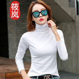筱岚高领打底衫女秋冬2025内搭女式长袖修身磨毛加厚上衣纯色棉堆堆领 白色 L