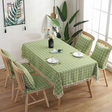 缤谷 桌布布艺棉麻小清新北欧网红ins茶几桌布流苏防水防烫餐桌布 绣花十字绿色 140*180cm（布艺防水流苏款）