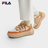 FILA 斐乐官方女鞋CARROT摩登板鞋萝卜鞋休闲厚底鞋子女 初雪白/暗酪橙-PD 36