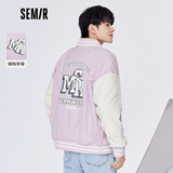 森马森马外套男美式复古棒球服春秋季情侣宽松校园风撞色夹克 红色调0166 170/88A/M