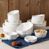 摩登主妇陶瓷盘子欧式创意浮雕碗盘套装简约菜盘餐盘家用餐具盘碟 北欧物语8英寸汤碗 明细见图二