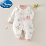 迪士尼（Disney）婴儿衣服秋冬季保暖纯棉a类薄棉服装连体衣新生儿夹棉长袖哈衣宝 粉色小鹅薄棉连体衣 66cm 66码建议3-5个月左右