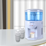 清清迷你饮水机小型台式家用桌面恒温直饮水机过滤饮水机净水器加热一体机带净水桶白色 豪华套餐【含两芯】 温热型