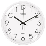 Timess 挂钟 钟表客厅时钟卧室石英钟挂表扫秒机芯细边设计P31-1白色