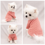 阿莫尔小狗狗衣服秋冬款泰迪比熊博美小型犬幼犬猫咪衣服宠物针织毛衣 粉色 L 具体参考背长胸围