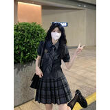萧遇（XIAOYU）jk制服套装水手服百褶半身裙夏季小个子包臀a字一步短裙学生校服 套装+领带#73751 S (建议70-95斤)