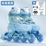 斯威（SWAY）轮滑鞋儿童专业溜冰鞋男女童初学者可调节直排轮成人滑冰旱冰鞋 蓝叶【全包壳+双芭扣】大礼包 L (适合12岁-成人)日常鞋码37-41