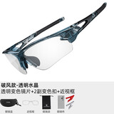 洛克兄弟（ROCKBROS） 骑行眼镜变色男女跑步户外自行车防风近视运动偏光太阳镜装备 破风款水晶 透明变色+2副变色扣