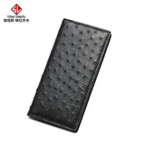 维塔斯 格拉乔夫（Vitas Glajofu）鳄鱼皮男士真皮钱包拉链皮夹商务手拿包内夹层二折青年潮长款钱包 长款内外鸵鸟皮钱夹黑色