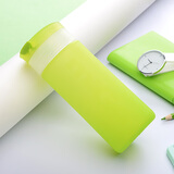 miGoMiGo 玻璃杯带盖便携女士水杯车载创意礼物 带硅胶杯套 带提绳