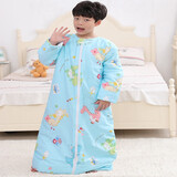 禾声儿童睡袋1-3岁中大童小学生5-10岁春秋款纯棉秋冬季宝宝防踢被子 蓝恐龙-升级款 170cm【身高130-165、春秋中厚】