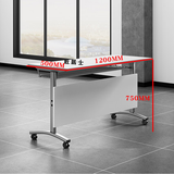 匠居士辅导班条桌折叠培训桌会议翻板桌带轮培训机构桌椅课桌学校书桌 白色1200*500*750