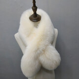 米诗德獭兔毛皮草围巾女秋冬真獭兔毛围脖冬季真皮真毛保暖大毛领 米色