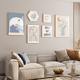 一面墙客厅装饰画沙发背景墙挂画现代简约轻奢电视后墙上的组合温馨壁画 01-静谧时光-B款-金框 【整体尺寸】225*107cm