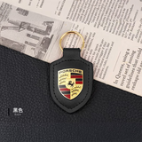 大瓦国保时捷钥匙扣盾牌卡宴Macan718Panamera911Taycan钥匙挂链套圈扣 黑色