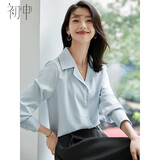 初申春秋长袖衬衫女西装领高级感法式气质垂感通勤衬衣上衣S143C2020