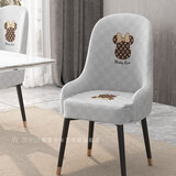 维雪华新款弧形椅套椅垫万能椅子套罩餐桌凳子套罩弹力加厚椅套餐椅套罩 【中扶手】哈尼熊-灰