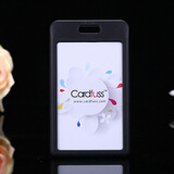 卡富仕（cardfuss） 推合滑盖卡套配易拉扣伸缩挂绳胸牌吊牌挂脖厂牌IC门禁卡套胸卡套外壳保护套 T3黑色竖 1个