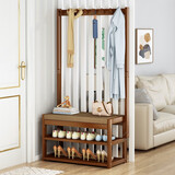 丝竹阁换鞋凳多功能门口现代实木收纳架鞋架落地简易鞋柜置物架挂衣帽架 靴凳衣帽架83款