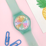 乐心手表女学生表ins风简约时尚果冻表星空原宿潮流男表女款石英表 6006 磨砂绿柠檬