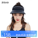 zauo防晒帽女遮阳帽空顶帽夏季防紫外线太阳帽子经典款 美边款黑色