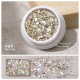 蜜糖小姐网红拜金大亮片2025年新款美甲爆闪混装超薄不规则指甲胶饰品 05#高闪亮银碎片 1件 单盒装