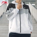 李宁（LI-NING） 风衣男春秋季长袖运动服防风夹克时尚复古宽松梭织连帽开衫外套 黑色/标准白/杏色 L/175 (130-145斤)
