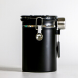 乐意猫（LOOYCAT）不锈钢咖啡豆密封罐 单向排气阀储存罐 茶叶坚果奶粉食品保鲜罐 贵族黑（含量豆勺）1800ml