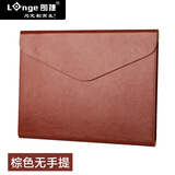 朗捷资料册a4皮质文件袋升级加厚立体袋a4平板包文件包手提大容量公文袋合同票据收纳定制logo 无手提（棕色）