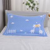 柳伊（Liuei） 学生纯棉毛圈枕巾学校宿舍蓝色枕头巾棉纱布单人一只成人单个 小鹿-米蓝（一只装）涤棉纱布