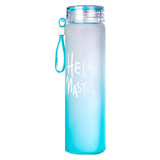 苏立得 时尚磨砂渐变细长玻璃水杯密封便携随手个性男女学生潮流杯子 七彩杯磨砂渐变蓝带杯套