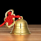 吉善堂黄铜铃铛挂件室内门窗风铃平安铜钟吉祥装饰挂饰工艺礼品家居摆件 直径10.5cm