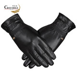 鳄鱼恤新款触屏休闲时尚真皮羊皮保暖御寒分指长男女情侣款手套商场同款 情侣女款+质量三包 M
