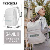 Skechers斯凯奇双肩包男女同款书包简约时尚大容量旅行包学生背包 月球灰