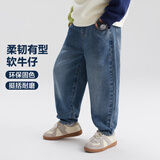 左西男童牛仔裤儿童裤子秋装2025新款男孩春秋款中大童长裤 牛仔色140